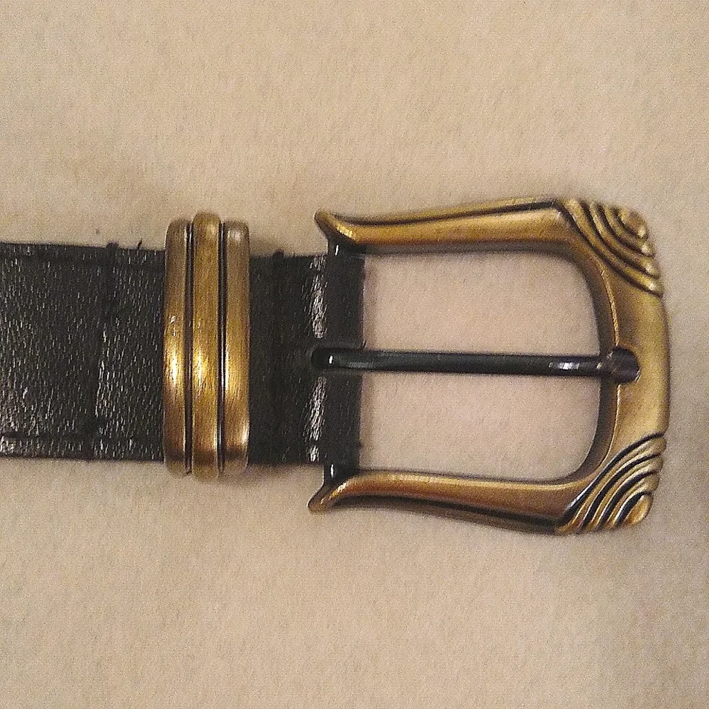 Bronze Color Linked Etched Rectangles Belt